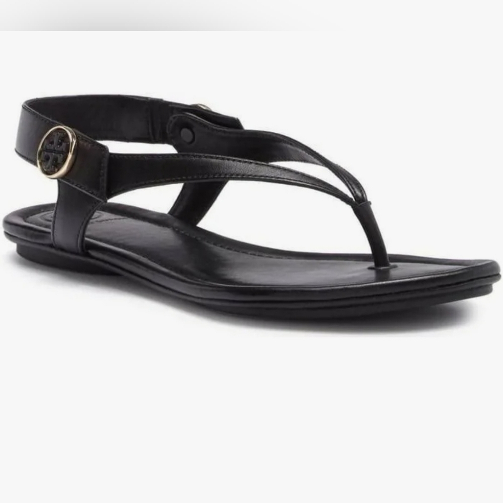 Tory Burch Womens Minnie Leather Travel Flat Sandals